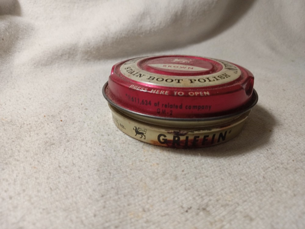 Vintage Griffin Microsheen Brown Boot Polish Tin