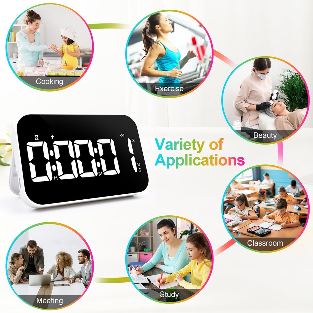 Kitchen Digital Timer, Rechargeable Magnetic Count Down Up Timer, Vibration M...