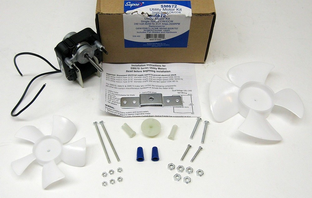 Refrigeration Bevarage Cooler Bay Marie Evaporator Motor Supco SM672