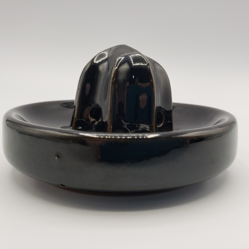Redware Reamer Black Glaze Pottery Small Juicer Lemon