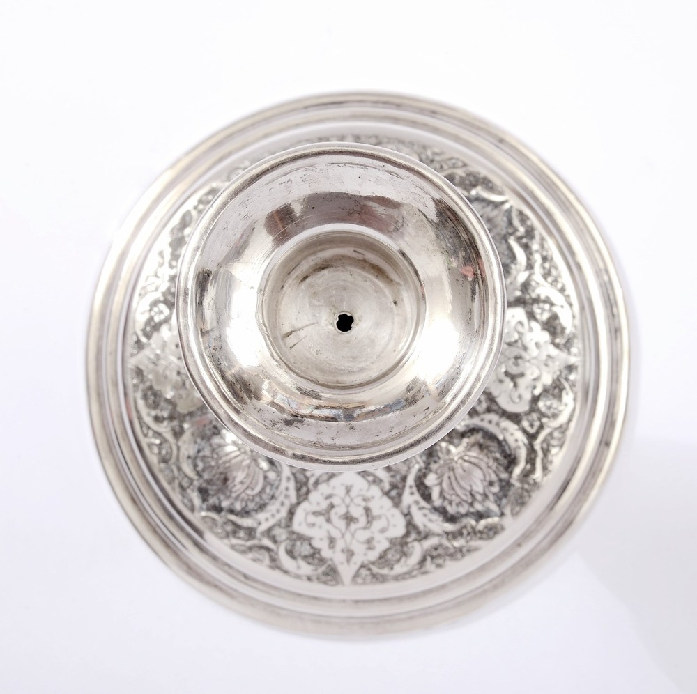 Persian Islamic Solid Silver Repousse Candlestick Candle Holder Marked 135 Gram