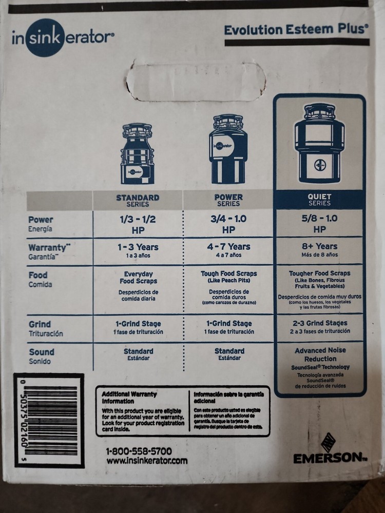 InSinkErator Evolution Esteem Plus 1HP Food Waste Garbage Disposer Disposal New