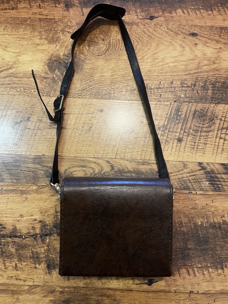 Tasco Brown Leather Binocular Case Bag with Shoulder Strap for Binoculars