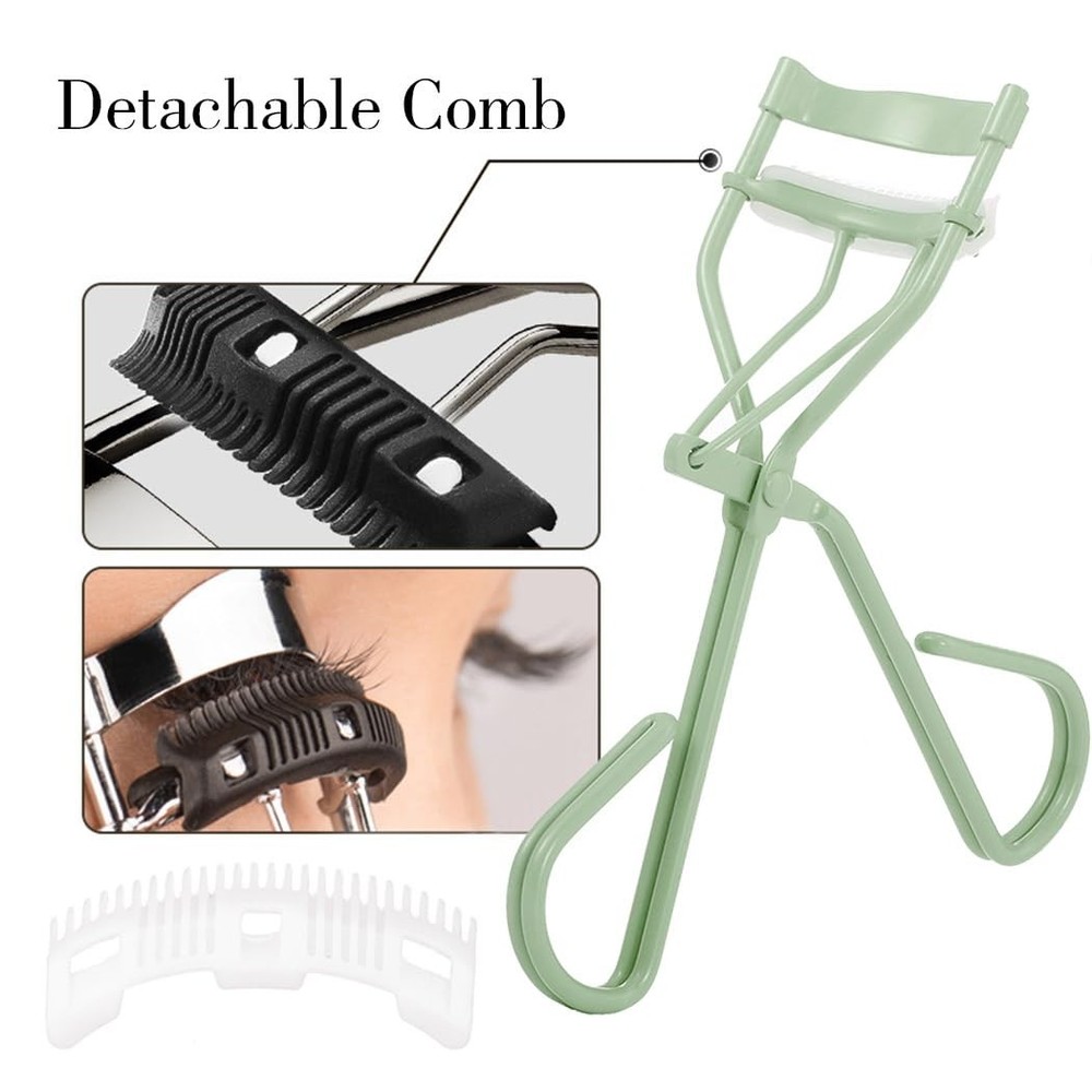 Eyelash Curlers with Built-in Comb 2 Replacement Refill Pads Makeup Tool
