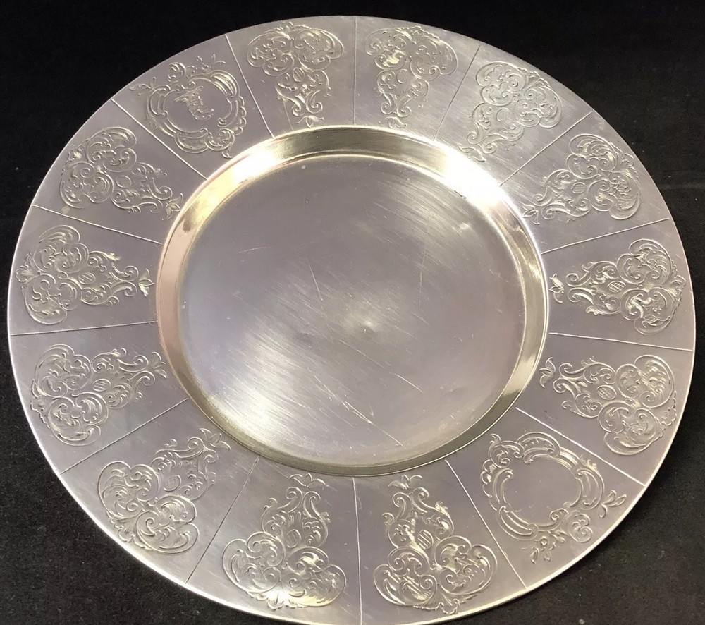 Antique Victorian crested Sterling Silver Wine Bottle Coaster/tray?