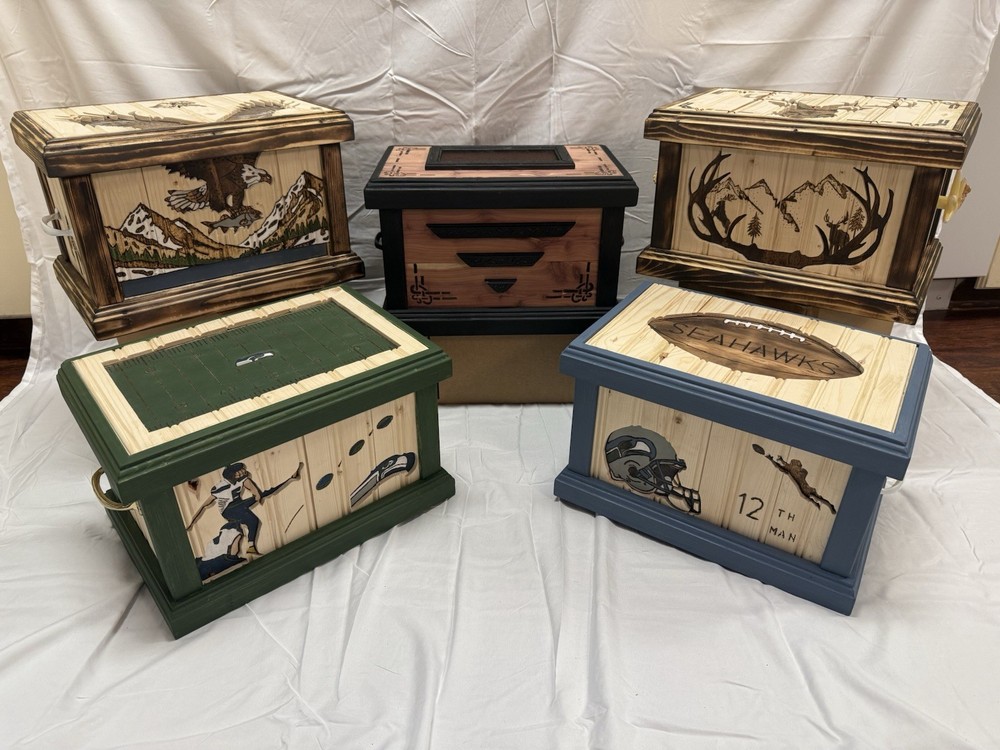 Cedar Lined Eagle Keepsake Storage Stash Box Chest With Pine