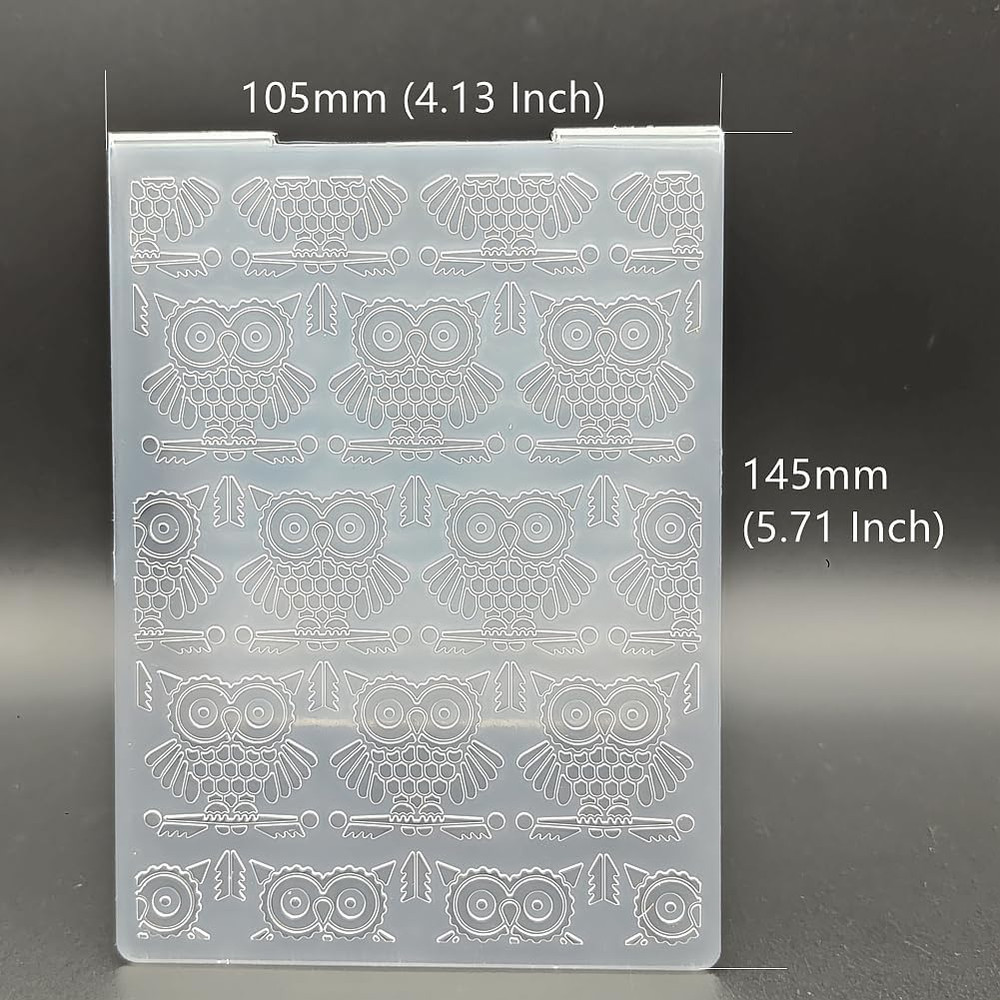 Plastic Embossing Folder A6 Size Owls Pattern Paper Crafts Plastic Textured Impr