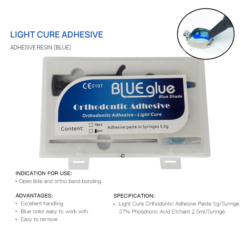 Dental Orthodontic Adhesive Blue Glue for Light Cure Resin Bracket Bonding Paste