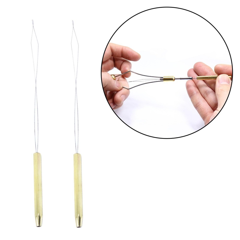 2Pcs Bobbin Threader for Fly Tying Copper Gift Professional Fly Tying Tool