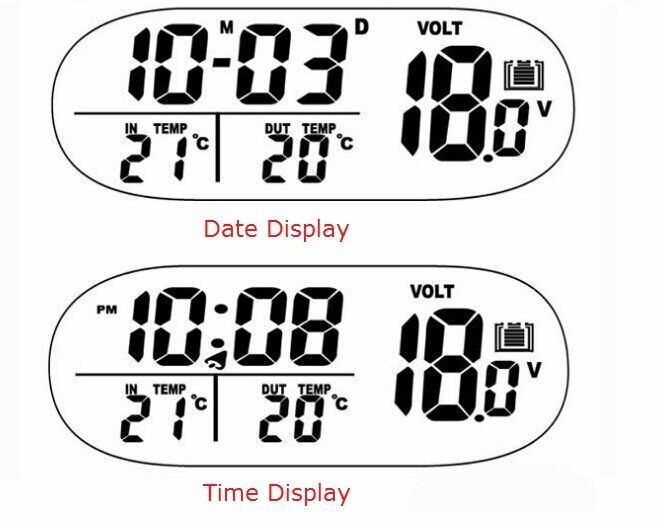 Dual Display LED Digital Car Clock Thermometer Temperature Voltmeter DC12/24V