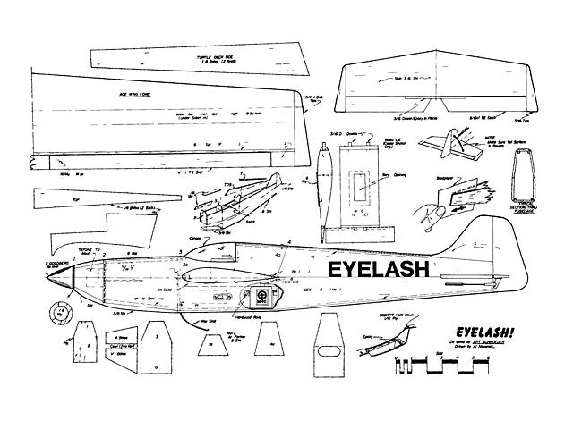 Eyelash 36" Wingspan RC Model Airplane Printed Plans & Templates