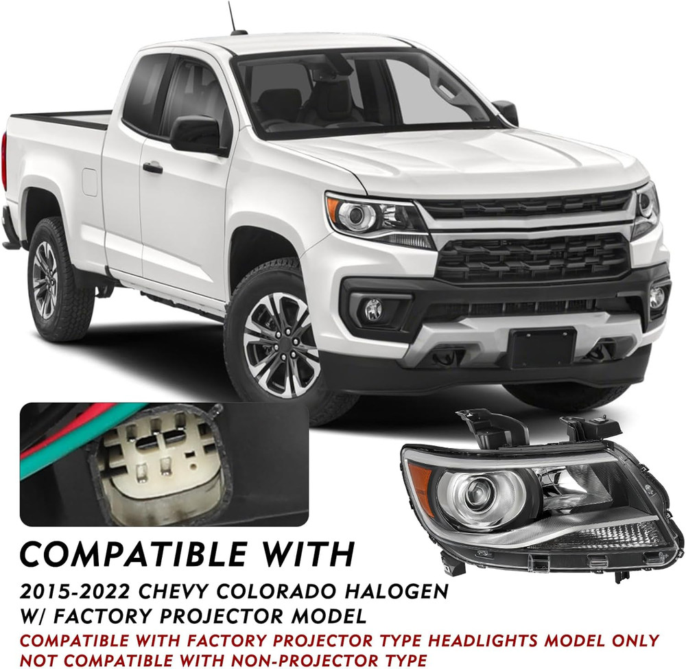 Projector Headlight Assembly for 2015-2022 Chevy Colorado Halogen OE Style Repla