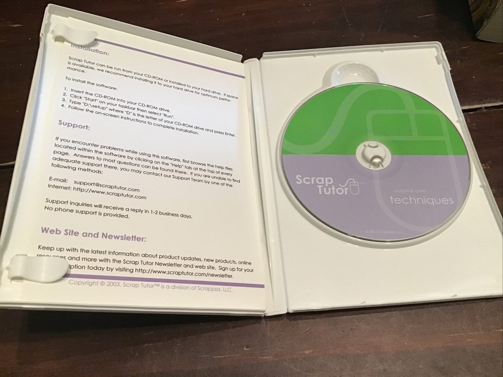 Scrap Tutor Volume One Techniques PC CD ROM Windows 95/98/98SE/2000/XP B493