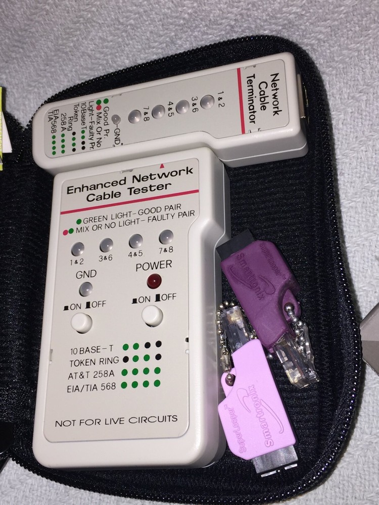 ENHANCED NETWORK CABLE TESTER NETWORK CABLE TERMINATOR MODEL #251452 IN ORIG BOX