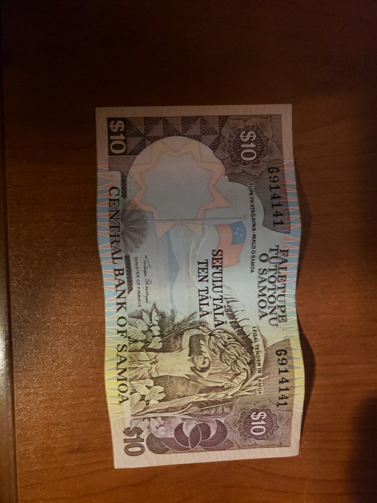 WESTERN SAMOA 10 TALA  FLAG TREE UNC BANK NOTE PACIFIC MONEY BILL