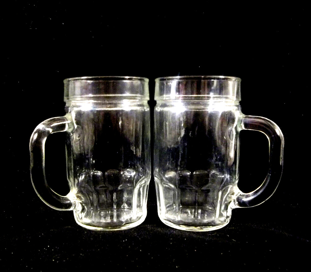 Set of 2 Clear Glass 7 oz Mugs