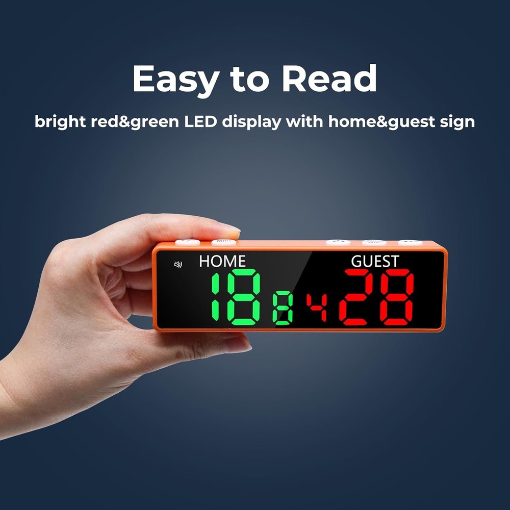 Mini Digital Scoreboard - Portable Tabletop for Games, orange