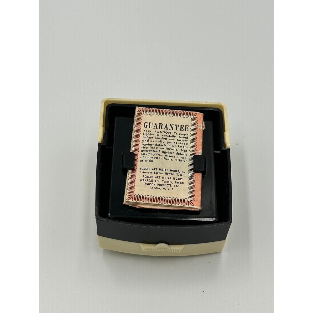 Vintage Ronson Standard Silver Tone Lighter Engraved Heraldic Crest with Case