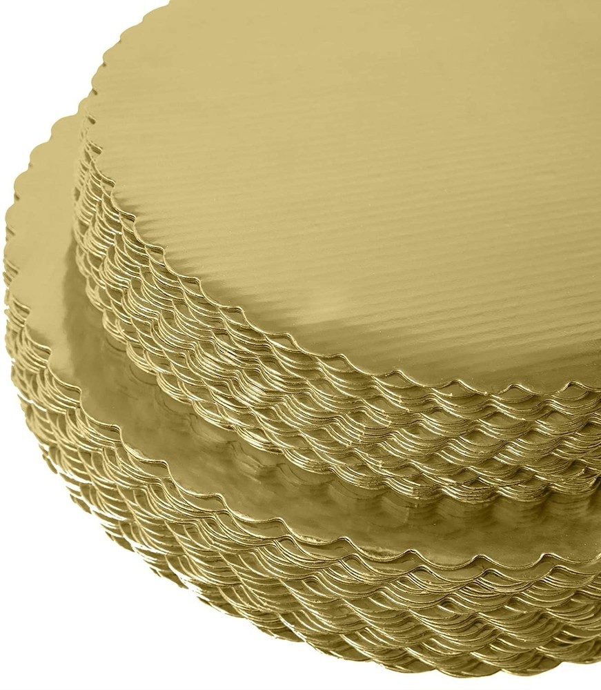 10" Gold Round Scalloped Grease Free Cake Circles 40 Pack