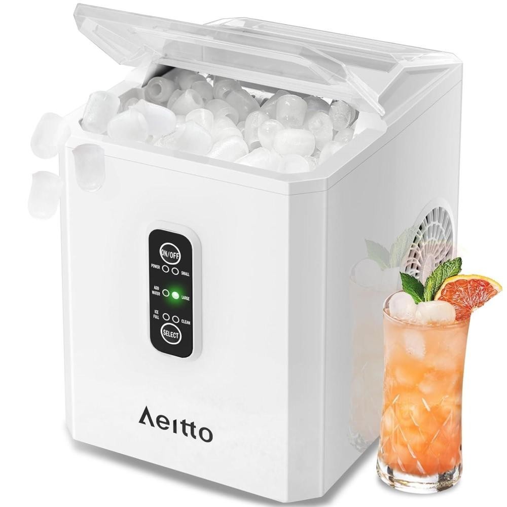Aeitto Countertop Ice Maker 26Lbs/24H Self-Cleaning Function for Home & Office