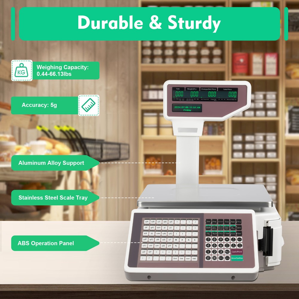 Commercial Digital Price Computing Scale with Thermal Label Printer Supermarket