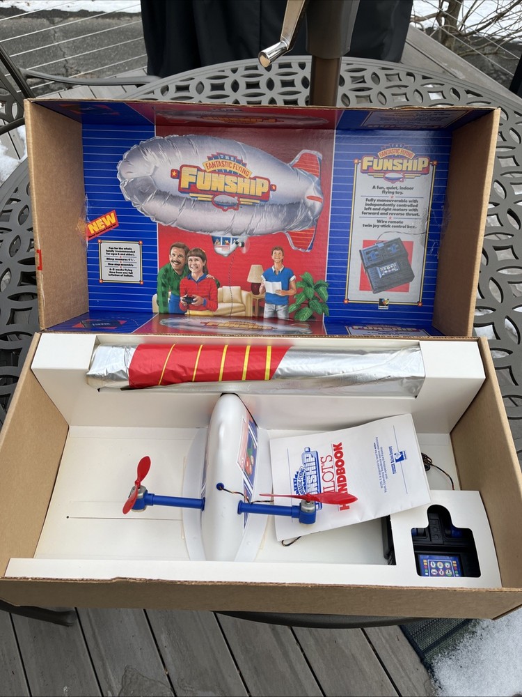 The Fantastic Flying Funship with Wire Remote Twin Joy Stick Control Box 1987