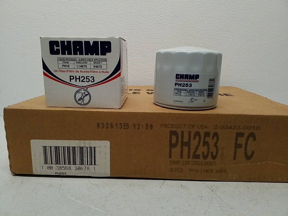 (12) Champ PH253 Spin-On Engine Oil Filters – Bulk Pack PH16