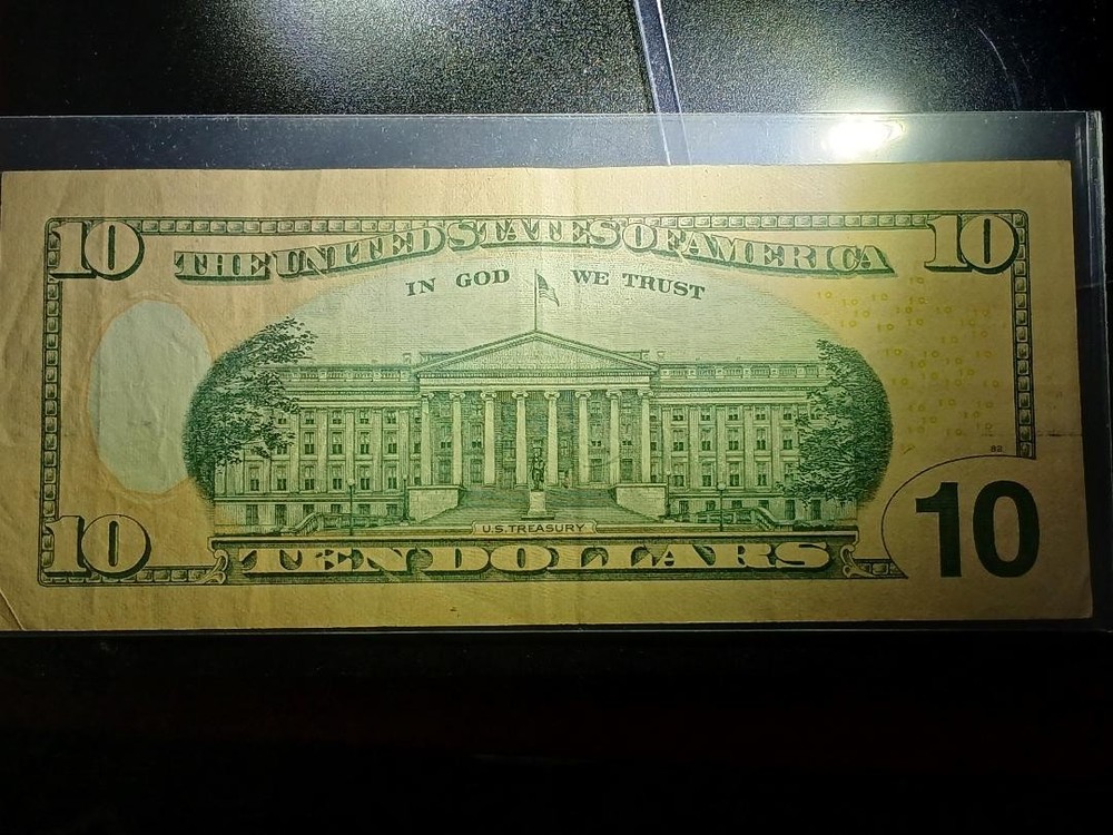 10 Dollar Bill Circulated, Bleed numbers Ink Error