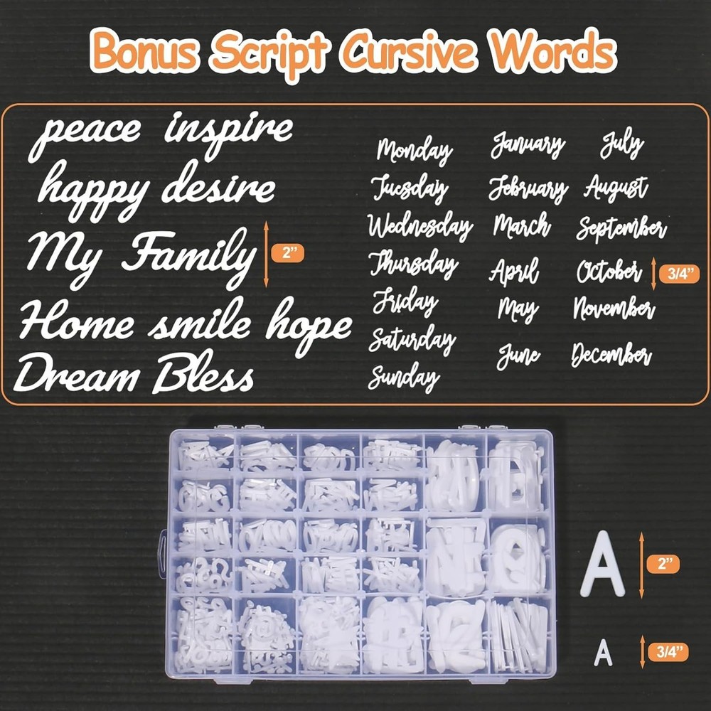Creative Extra White Letter Set - 559 Pre-Cut Plastic Letters for Felt Boards