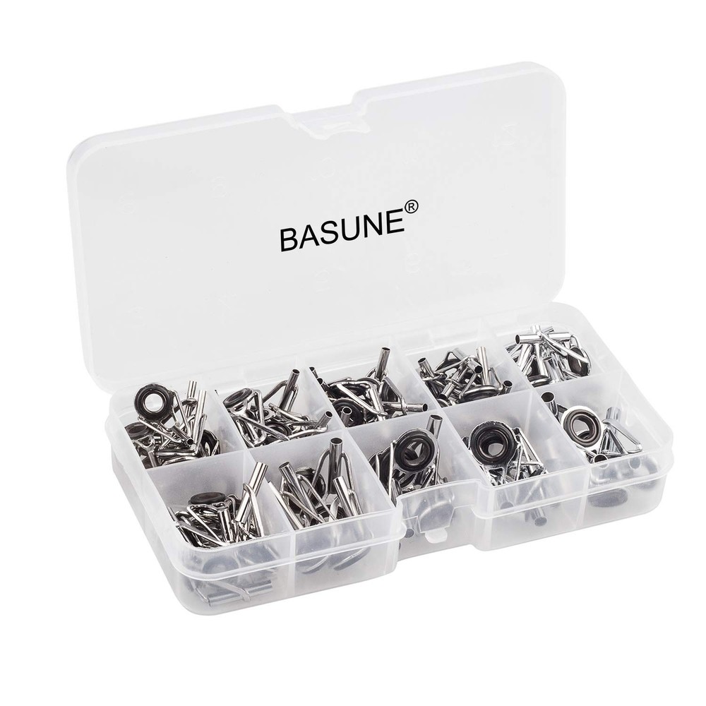 BASUNE Spinning Rod Guides Tip Ceramic 10 Different Sizes, 10 Size -- 80Pcs