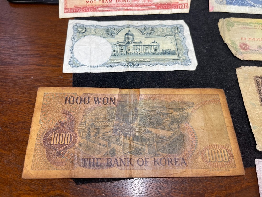 Early Asian Countries 9 Banknotes Lot
