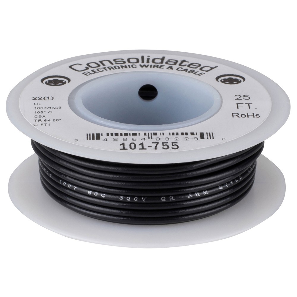 Consolidated 22 AWG Black Solid Hook-Up Wire 25 ft.