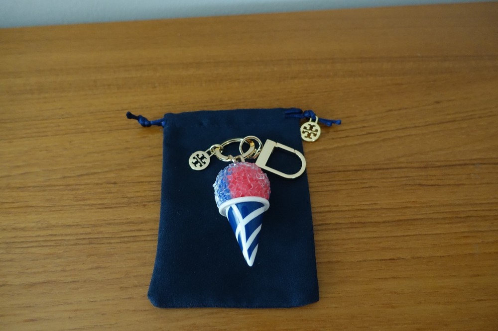 TORY BURCH MULTICOLOR SNOW CONE KEY CHAIN/PURSE CHARM. NEW