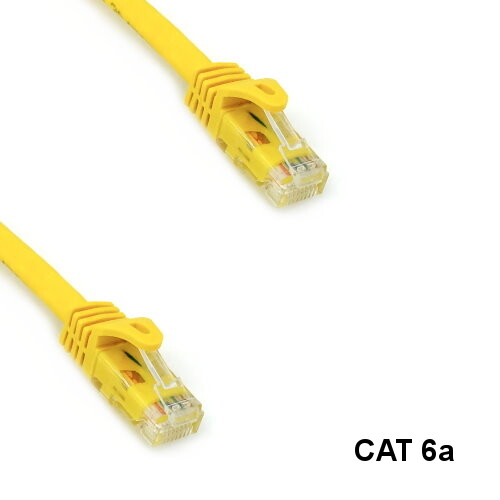 KNTK Yellow 2' Cat6a UTP Ethernet Patch Cable 10Gbps 600MHz RJ45 Data Networking