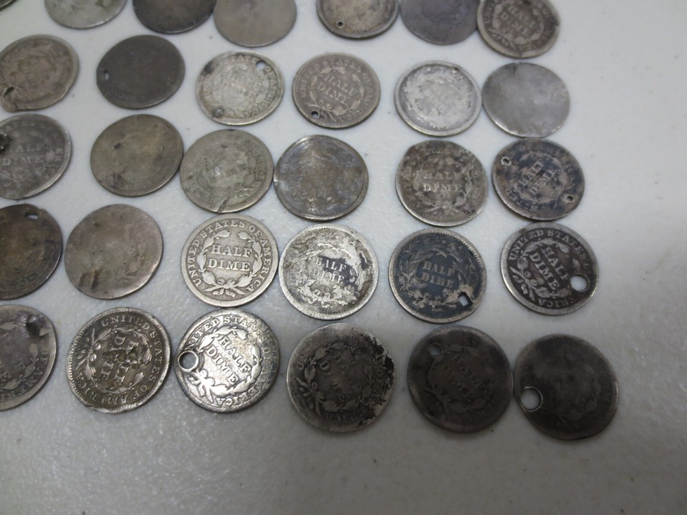 (40) Assorted Seated & Bust Half Dimes (AG / Damaged)