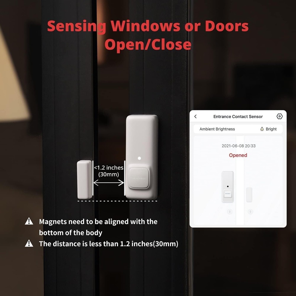 SwitchBot Door Alarm Contact Sensor - Smart Home Security Wireless Window Ala...