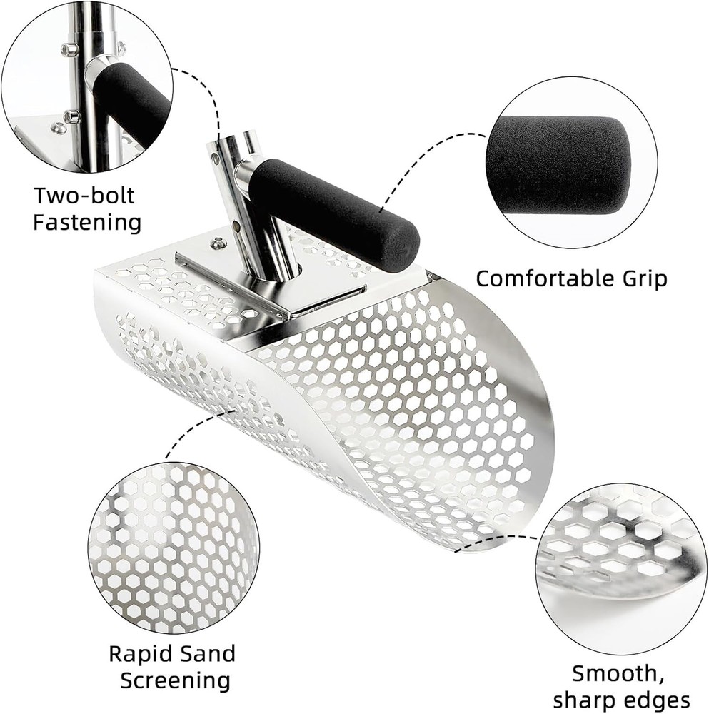 Adjustable Long Handle Sand Scoop for Metal Detecting & Underwater Adventures