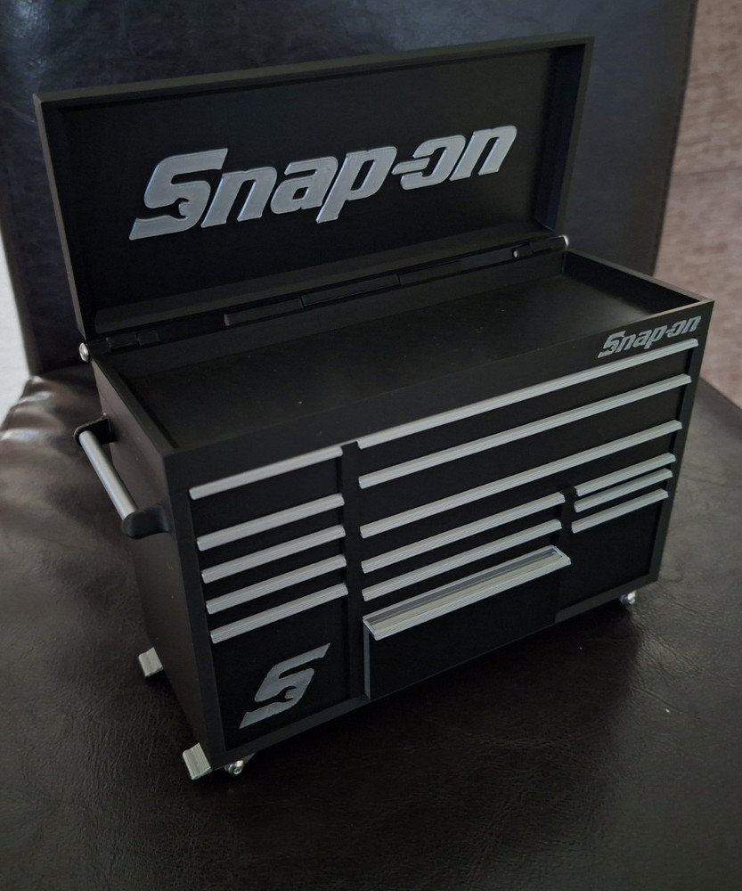 Snap-On Mini High Quality 3D Printed Toolbox (Black) (Silver)