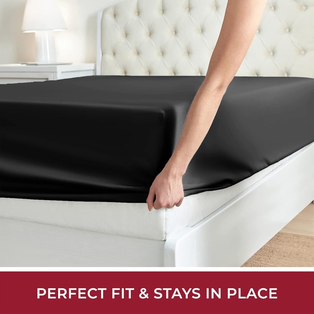 18"- 21" Extra Deep Pocket Fitted Sheet Elastic Corner Straps Soft Bed Sheet Set