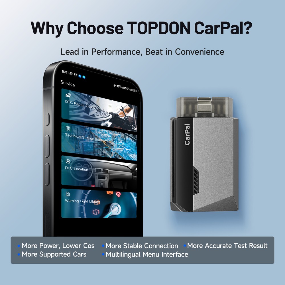 TOPDON CarPal Car Code Reader OBD2 Scanner Engine Transmission Diagnostic Tool