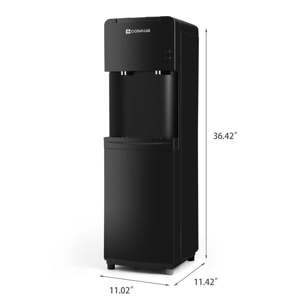 Top Loading Hot/Cold Water Dispenser Compressor Refrigeration Water Cooler Black