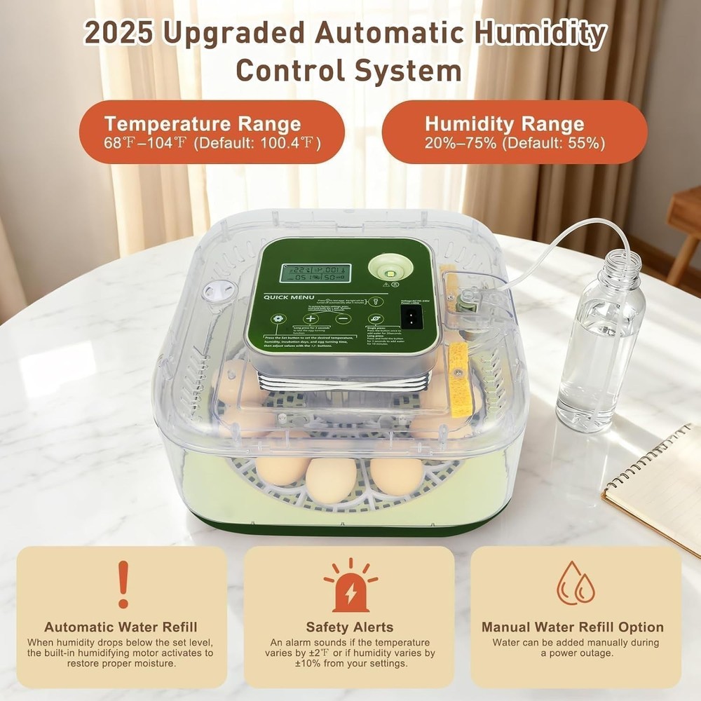 Series IV - 12 Egg Fully Automatic Incubator, Low Maintenance, Intelligent Se...