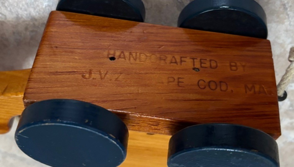 Hand Crafted on Cape Cod Wood Whale Pull Toy