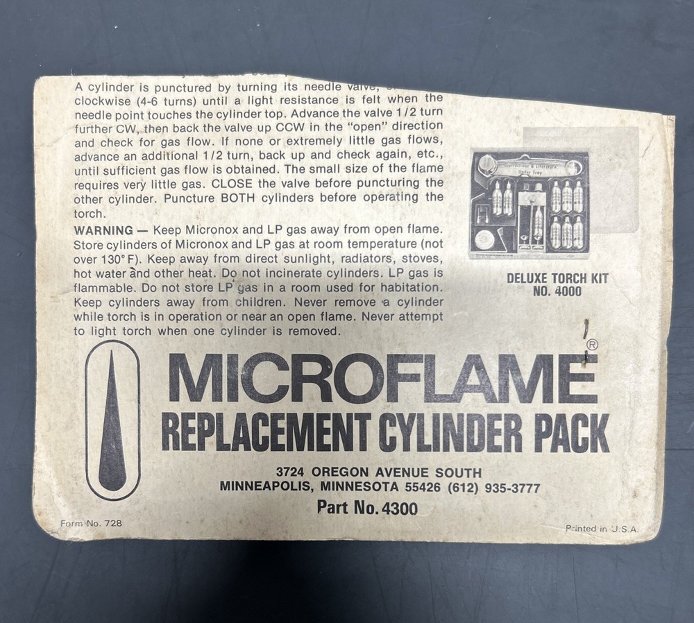 Mircoflame Torch Standard Model & Microflame Replacement Cylinder Pack