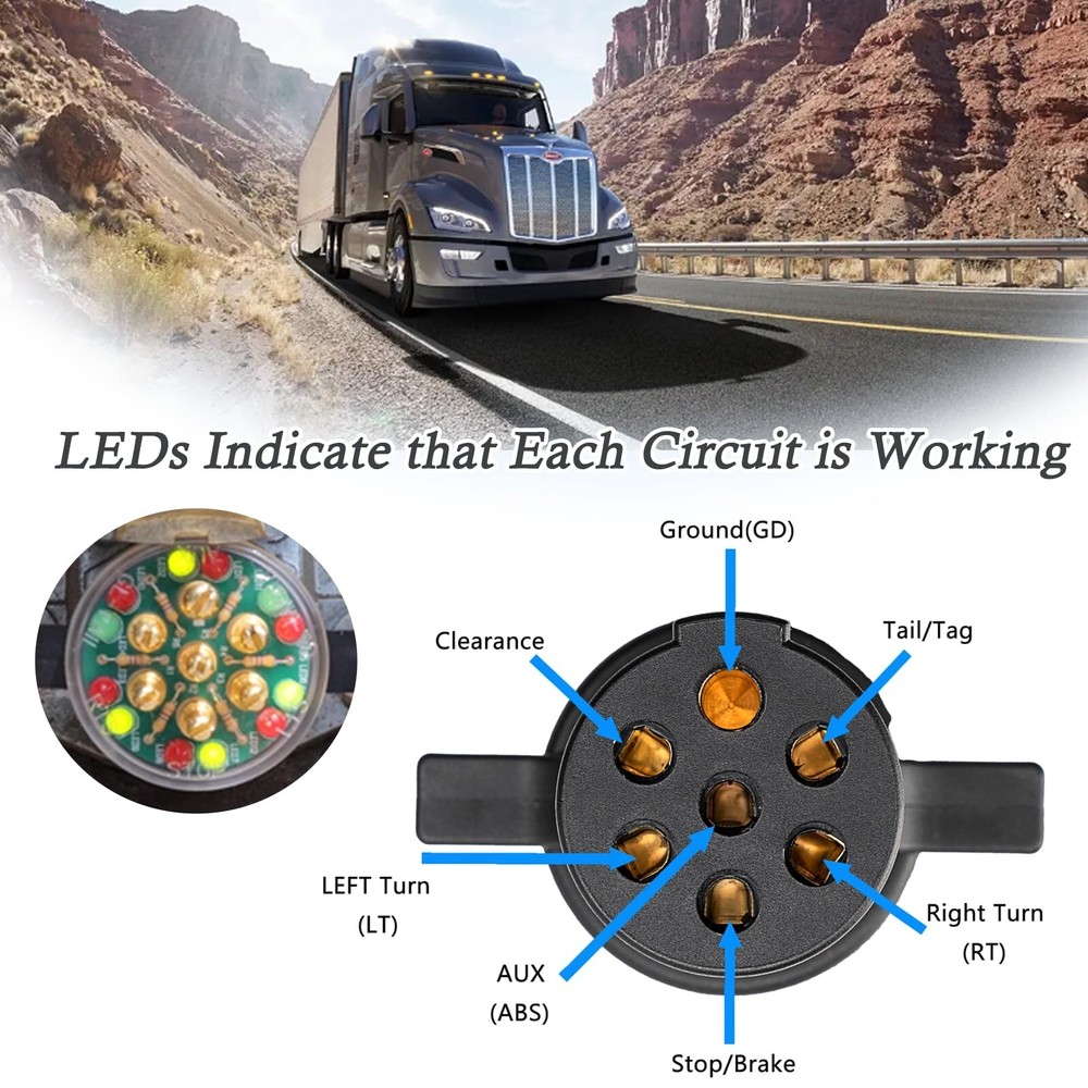 7-way tractor plug tester. Trailer light tester. Tracker alt for tractor-trailer