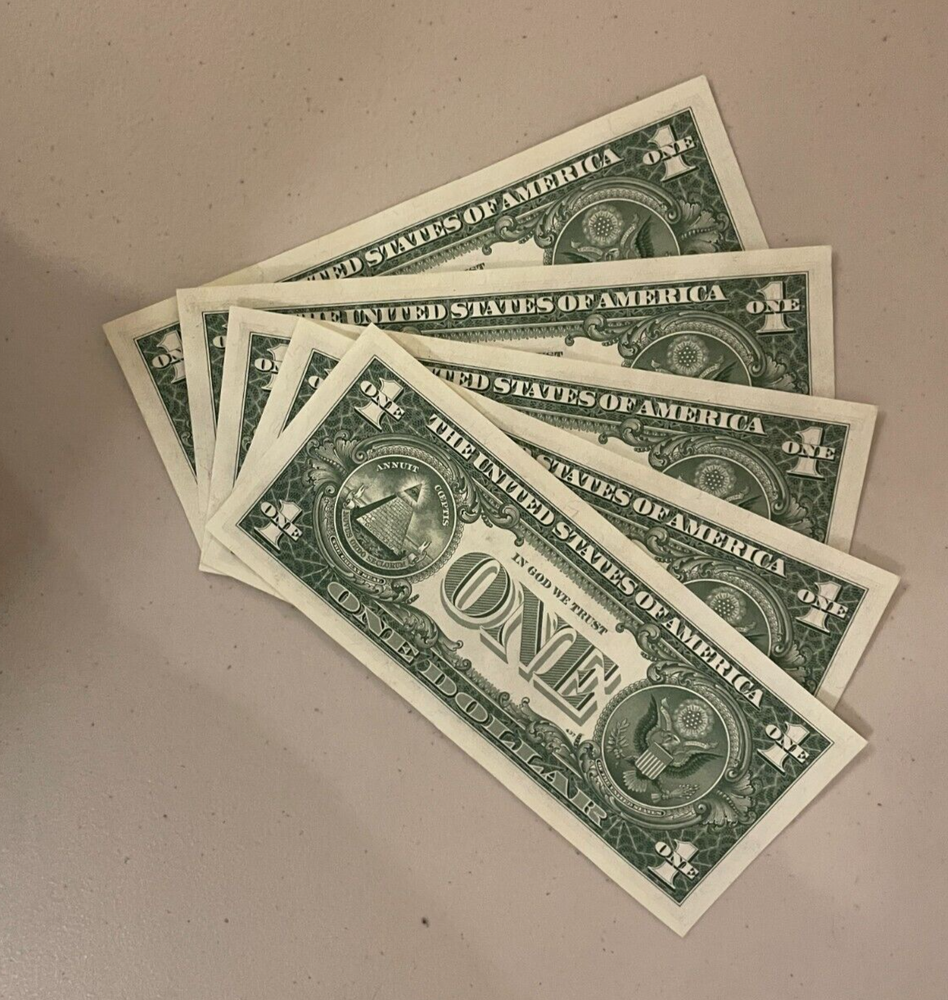 Consecutive 1957 One Dollar Blue Seal Note Silver Certificate Bill $1 Sequential