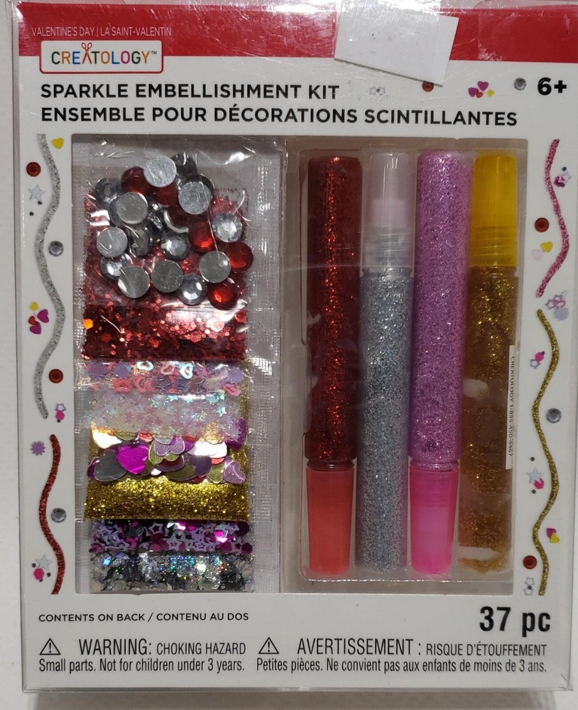 Creatology Valentines Sparkle Embellishment Kit, 37 Pcs