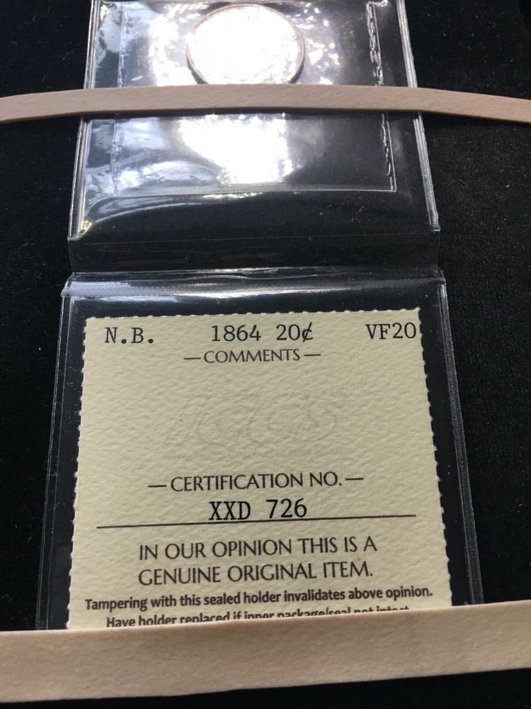 1864 ICCS Graded New Brunswick Twenty Cent **VF-20**