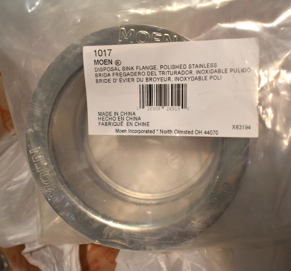 MOEN 1017 GARBAGE DISPOSAL SINK FLANGE – POLISHED STAINLESS