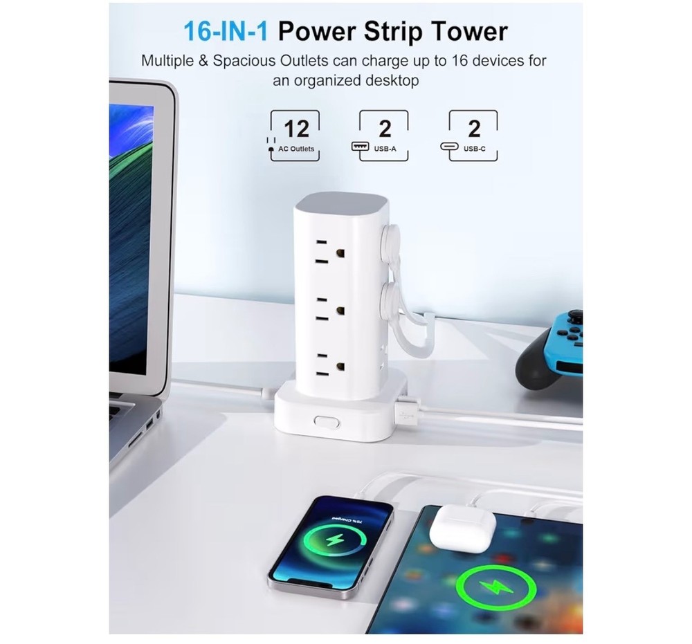 power strip tower with multiple outlets